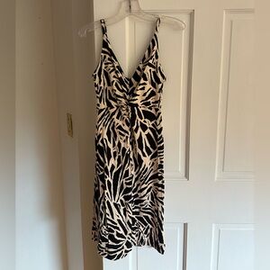 H&M Black and White Ruched Dress
